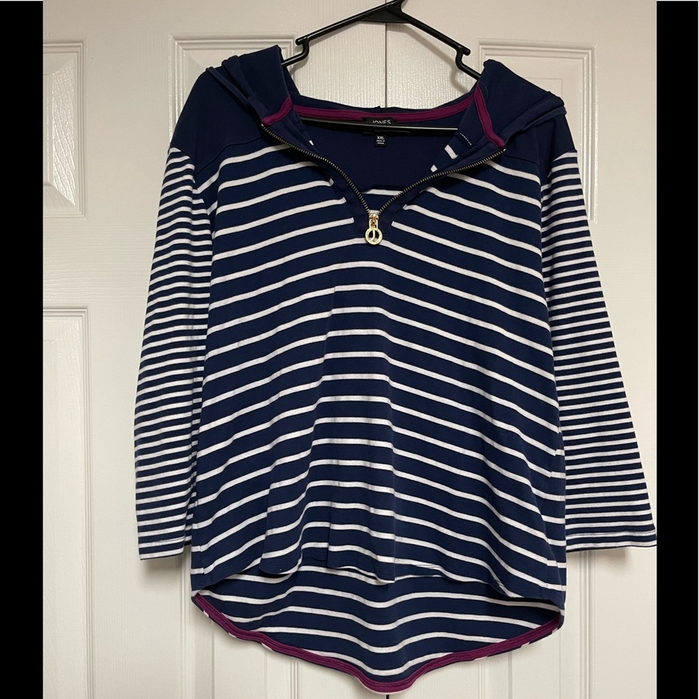 Jones of New York striped half zip hoodie